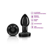 Cheeky Charms Gunmetal Rechargeable Vibrating Metal Butt Plug w Remote Small