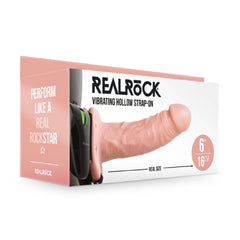 REALROCK Vibrating Hollow Strap-on - 15.5 cm Flesh
